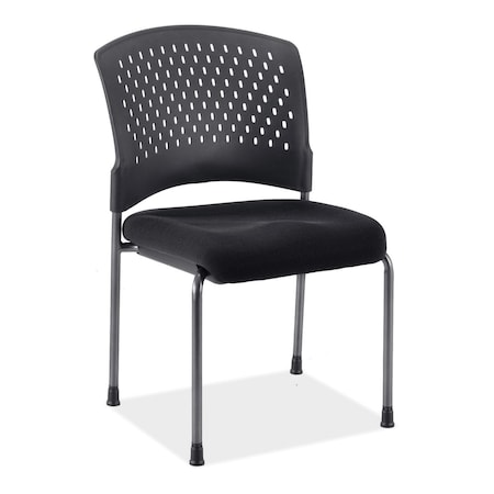 Officesource Aero Collection Armless Guest or Side Chair with Black Fabric Seat and Titanium Frame OSSN6908FBK